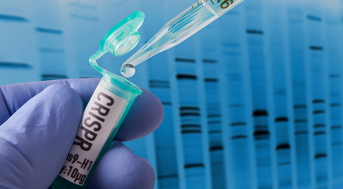 Image of pipet inserted into tube labeled CRISPR