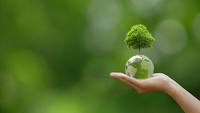 Photo of earth being held by human hand